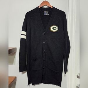 NFL Green Bay Packers Football Black Grandpa Cardigan Sweater Women's Size S/M